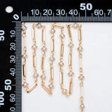 18K Plated Brass Chain with Rhombus Bezel Faux Pearl