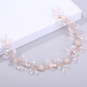 Faux Pearl Beaded Flower Bride Headband Women Girl Noiva Tiaras
