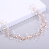 Faux Pearl Beaded Flower Bride Headband Women Girl Noiva Tiaras