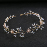 Faux Pearl Beaded Flower Bride Headband Women Girl Noiva Tiaras