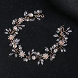 Faux Pearl Beaded Flower Bride Headband Women Girl Noiva Tiaras