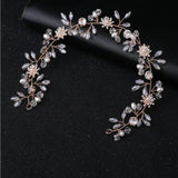 Faux Pearl Beaded Flower Bride Headband Women Girl Noiva Tiaras