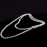 Faux Pearl Long Chain Necklace