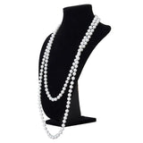 Faux Pearl Long Chain Necklace