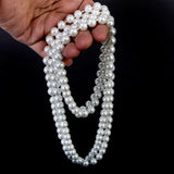 Faux Pearl Long Chain Necklace