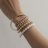 Pearl Bead Bracelet Set Punk Hand Chain