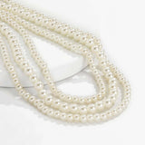 Faux Pearl Layered Necklace Costume Jewelry 3 Layers Bib Pendant Choker Chain