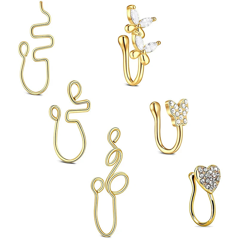 Faux Septum Piercing Rings Jewelry Nose Rings Double Hoop Clip
