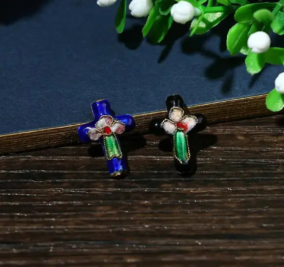 Cloisonne Cross Pendant Handmade Accessory Perfect Women Gift