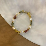 Baroque Pearl Bracelet with 3MM Multicolor Gemstone Beads