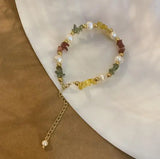 Baroque Pearl Bracelet with 3MM Multicolor Gemstone Beads