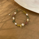 Baroque Pearl Bracelet with 3MM Multicolor Gemstone Beads