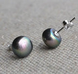 Gray Freshwater Pearl Silver Stud Earring Wedding Bridesmaid Fine Jewelry