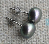 Gray Freshwater Pearl Silver Stud Earring Wedding Bridesmaid Fine Jewelry