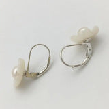 Pearl Earring 7-8MM Freshwater Pearl Shell Flower Dangle Earrings