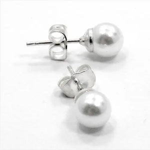 4mm Pearl S925 Silver Earrings Classic Push Back Stud