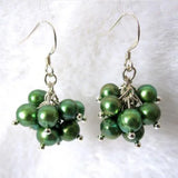 Green Freshwater Pearl Dangle Earrings in Sterling Silver