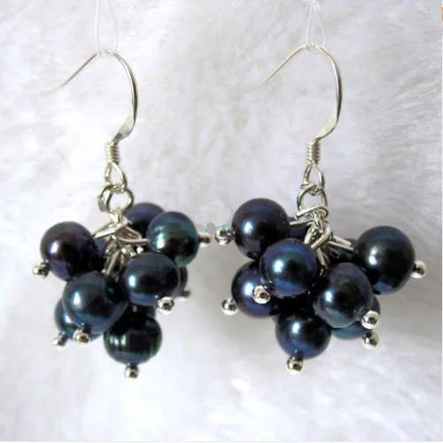 Peacock Freshwater Pearl Earrings 6-7mm S925 Sterling Silver Hook Fine Jewelry