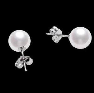 Natural Freshwater Pearls S925 Silver Stud Earrings Classic Women Gift
