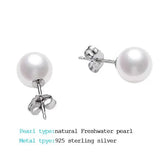 Natural Freshwater Pearls S925 Silver Stud Earrings Classic Women Gift