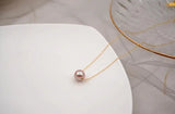 Lavender Freshwater Pearl Necklace with Yellow Plated Chain
