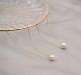 Lavender Freshwater Pearl Necklace with Yellow Plated Chain