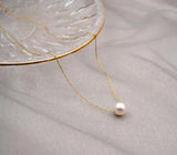 Lavender Freshwater Pearl Necklace with Yellow Plated Chain