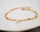 Double Rows Chain Freshwater Pearls Anklet Women Gift