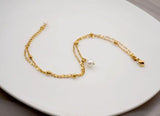 Double Rows Chain Freshwater Pearls Anklet Women Gift