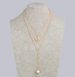 Double Sea Shell Choker Pearl Necklace Women Gift