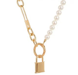 Pearl Lover Lock Necklace Creative Shell Pearl Clavicle Chain Lady Gift
