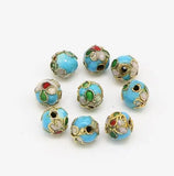 8mm Multicolor Cloisonne Thread Round Beads DIY Enamel Wire Inlay Loose Beads