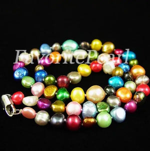 Rainbow Freshwater Baroque Pearl Necklace 4-9mm Wedding Birthday Fine Jewelry