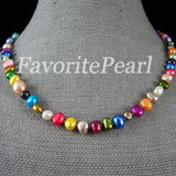 Rainbow Freshwater Baroque Pearl Necklace 4-9mm Wedding Birthday Fine Jewelry