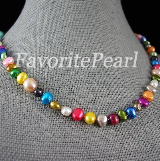 Rainbow Freshwater Baroque Pearl Necklace 4-9mm Wedding Birthday Fine Jewelry