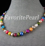 Rainbow Freshwater Baroque Pearl Necklace 4-9mm Wedding Birthday Fine Jewelry
