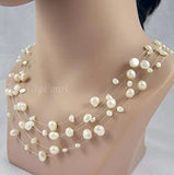 5 Strand 17-18'' Freshwater Pearl Fish Line Necklace