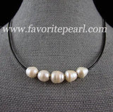 Freshwater Pearl Leather Necklace 9-10mm 18 inches - Women Party Gift