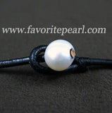 Freshwater Pearl Leather Necklace 9-10mm 18 inches - Women Party Gift