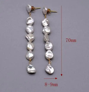 Baroque Pearl Silver Earrings Exag Gerated Long Fine Jewelry