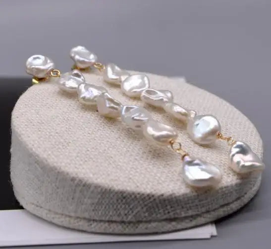 Baroque Pearl Silver Earrings Exag Gerated Long Fine Jewelry
