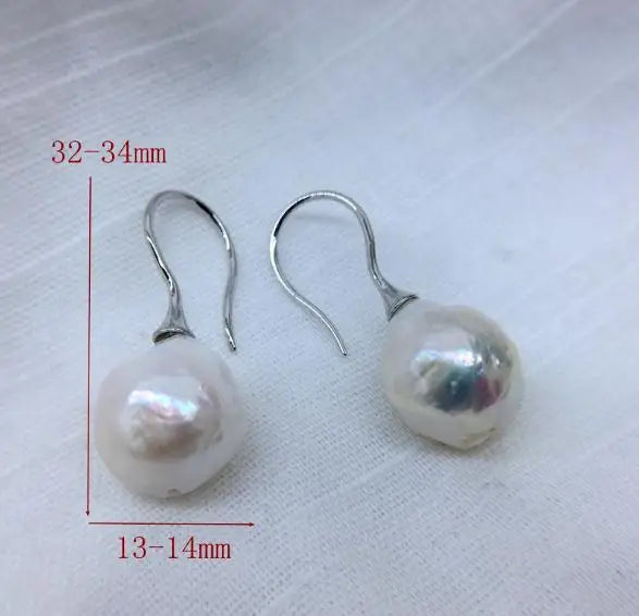 Baroque Real Pearl Fish Hook Sterling Silver Charming Women's Fine Jewelry