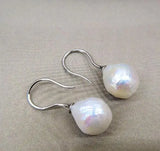 Baroque Real Pearl Fish Hook Sterling Silver Charming Women's Fine Jewelry