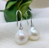 Baroque Real Pearl Fish Hook Sterling Silver Charming Women's Fine Jewelry