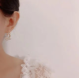 Classic South Sea Shell Pearl Top Rhinestone Stud Earrings