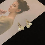 Classic South Sea Shell Pearl Top Rhinestone Stud Earrings