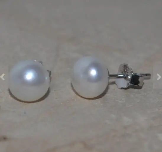 Natural Freshwater Pearl Earrings S925 Silver Stud Jewelry Women Gift