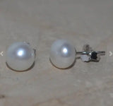 Natural Freshwater Pearl Earrings S925 Silver Stud Jewelry Women Gift