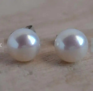 AA 7.5-8MM Natural Freshwater Pearl Earrings S925 Silver Stud Jewelry