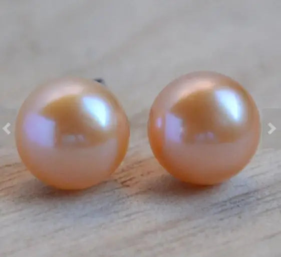 AA 9MM Pink Freshwater Pearl Earrings S925 Silver Stud Jewelry